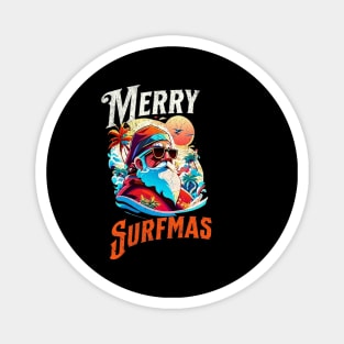 Merry Surfmas, Santa Waving, Christmas, Surf Gift, Santa Gift Magnet